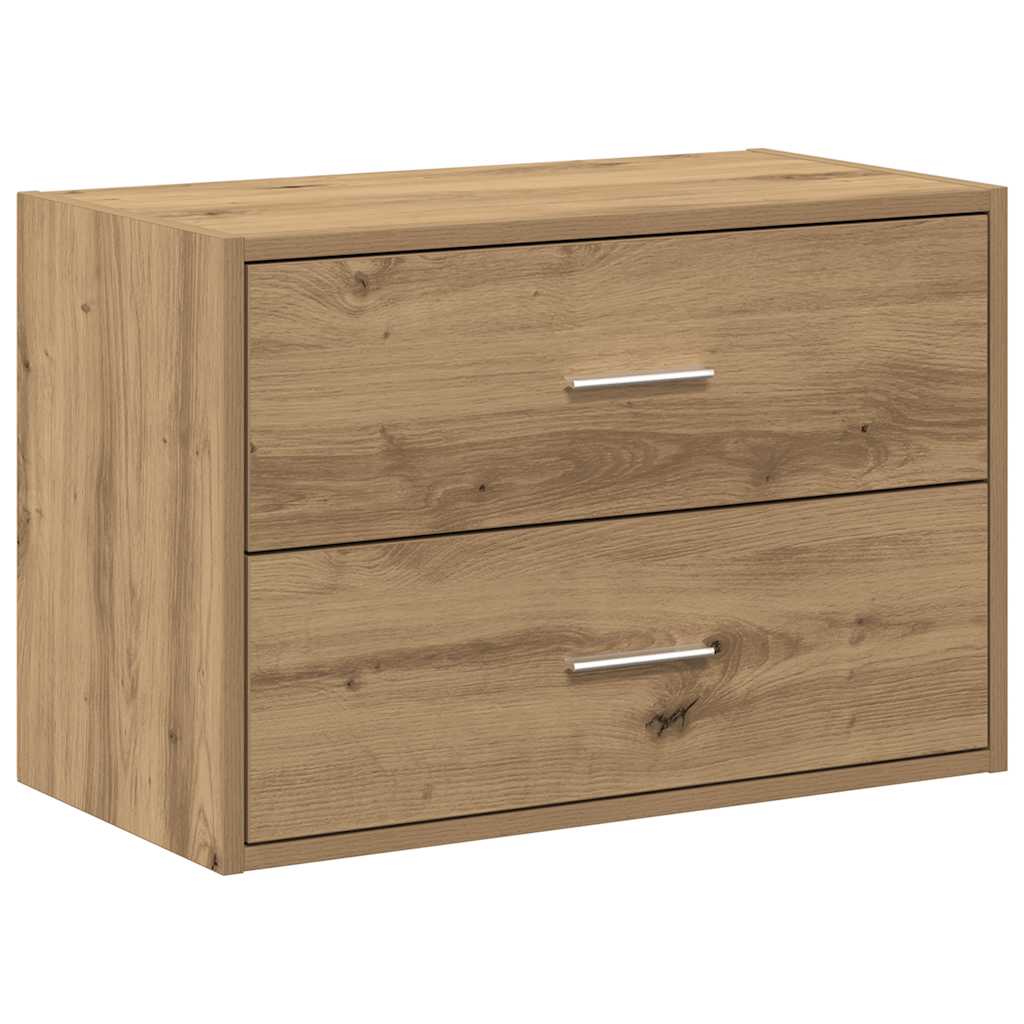 Kézműves tölgy színű szerelt fa szekrény 2 fiókkal 60x31x40 cm Kézműves tölgy színű szerelt fa szekrény 2 fiókkal 60x31x40 cm