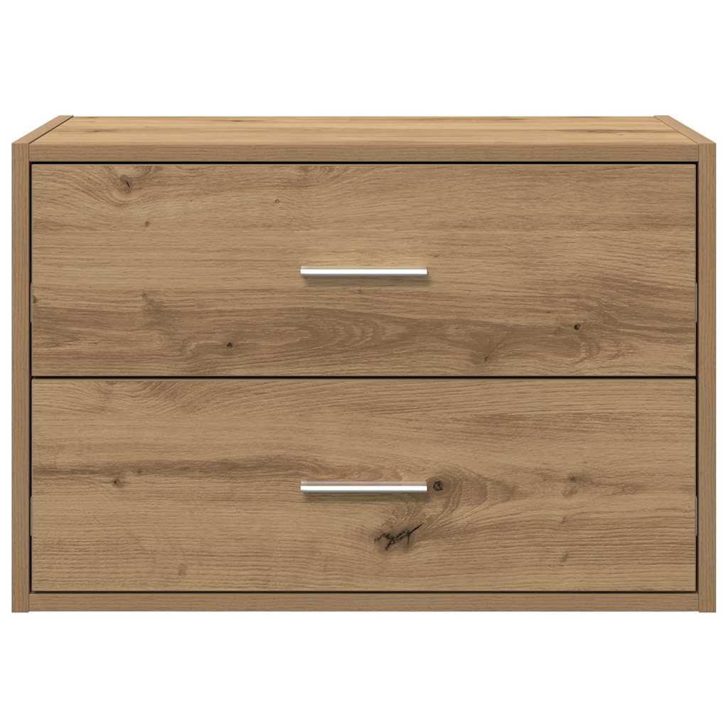 Kézműves tölgy színű szerelt fa szekrény 2 fiókkal 60x31x40 cm Kézműves tölgy színű szerelt fa szekrény 2 fiókkal 60x31x40 cm