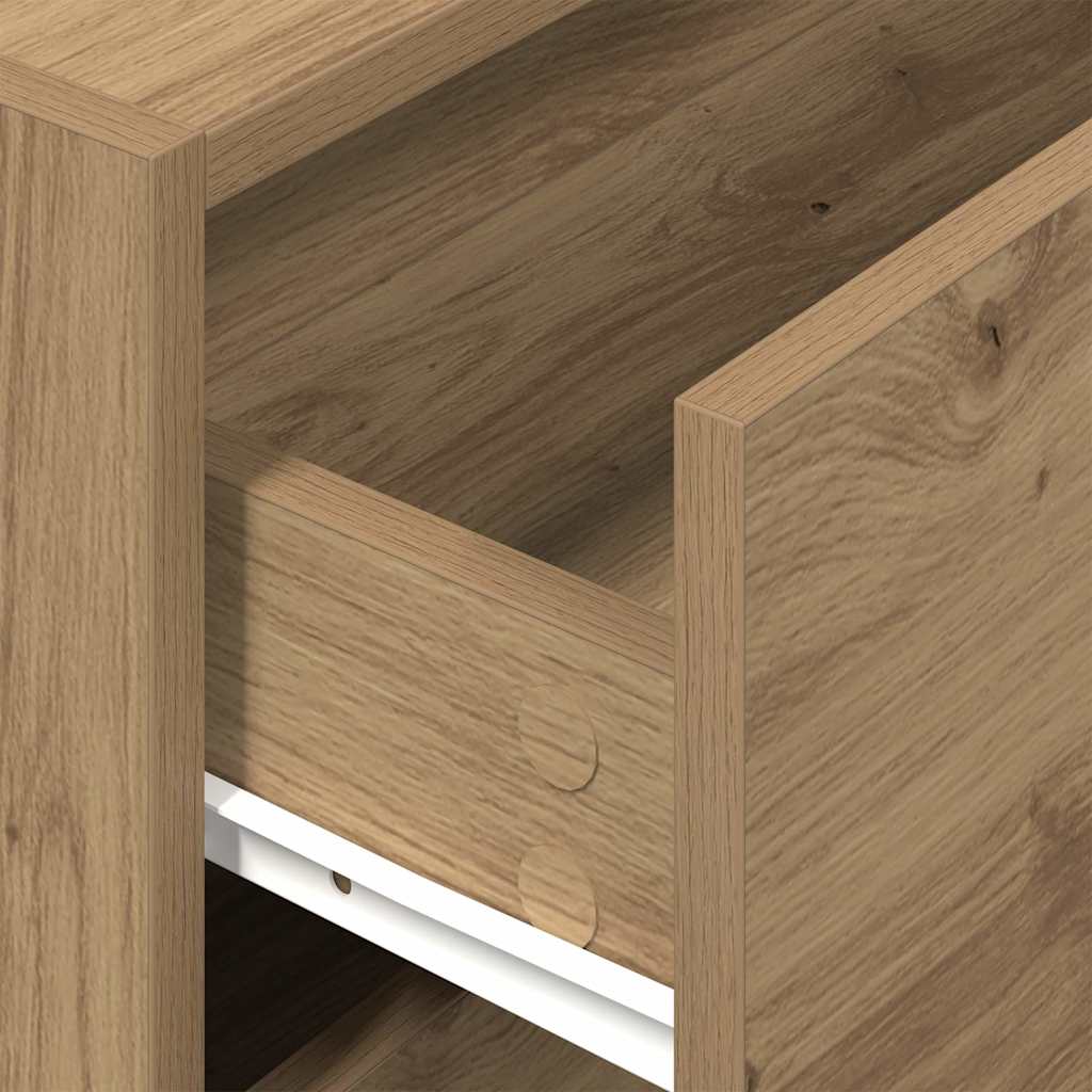 Kézműves tölgy színű szerelt fa szekrény 2 fiókkal 60x31x40 cm Kézműves tölgy színű szerelt fa szekrény 2 fiókkal 60x31x40 cm