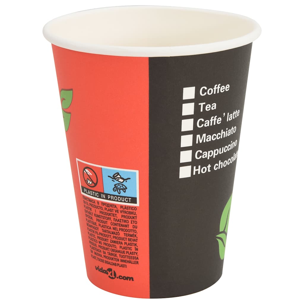 1000 db piros és fekete papír kávéscsészék 12oz 300ml