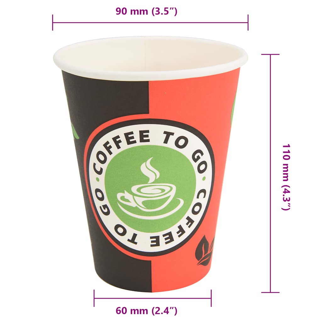 1000 db piros és fekete papír kávéscsészék 12oz 300ml