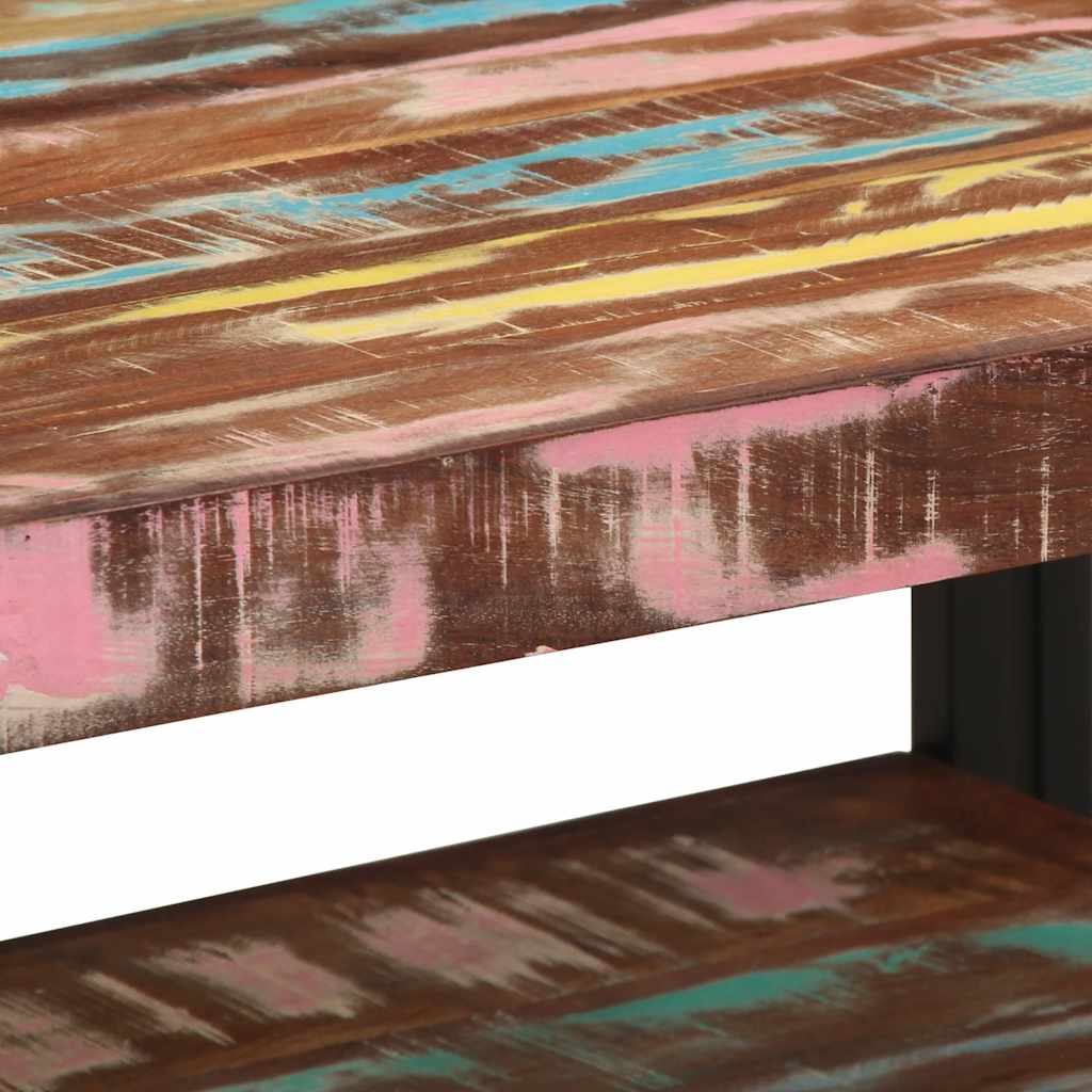 Többszínű tömör újrahasznosított fa dohányzóasztal 90x50x38cm