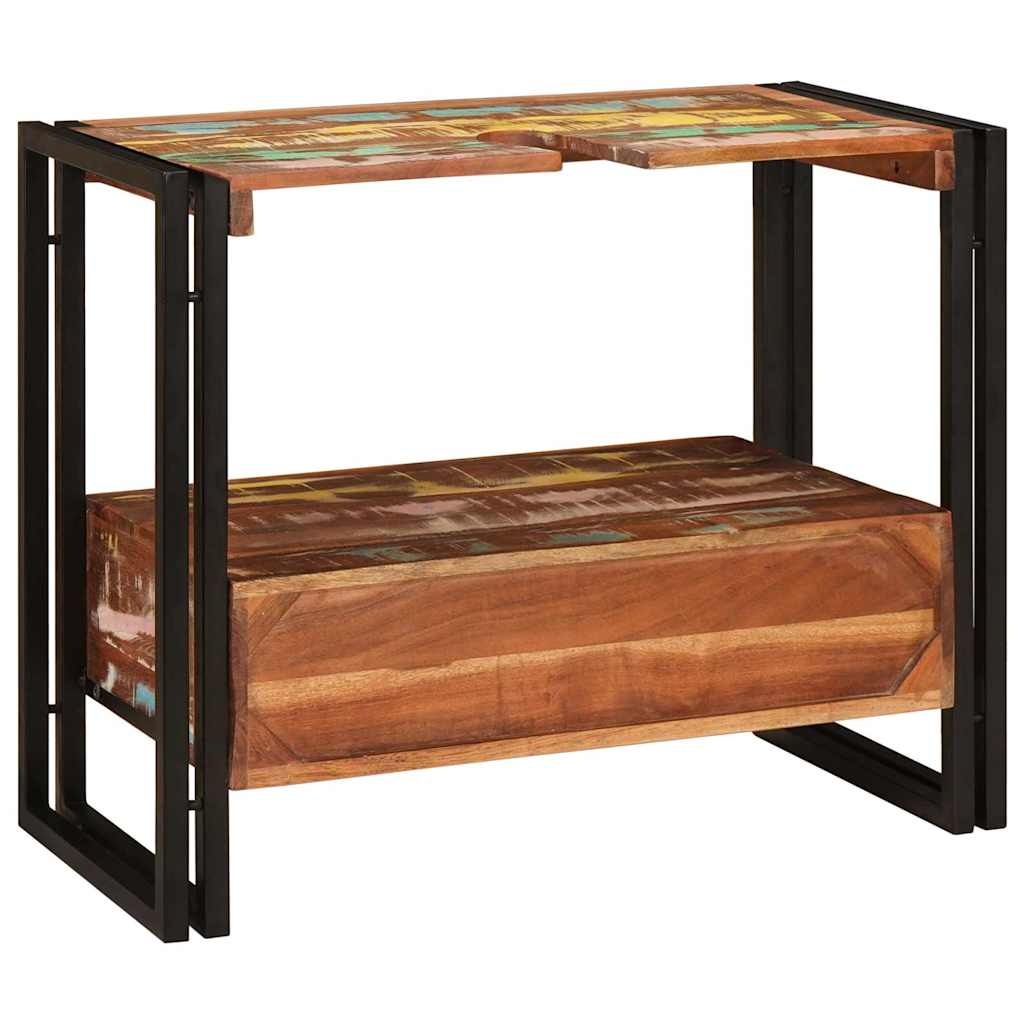 Fürdőszobai mosdószekrény tömör újrahasznosított fa, vas