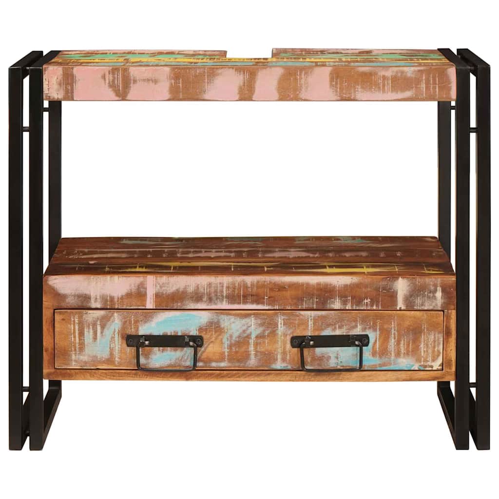 Fürdőszobai mosdószekrény tömör újrahasznosított fa, vas