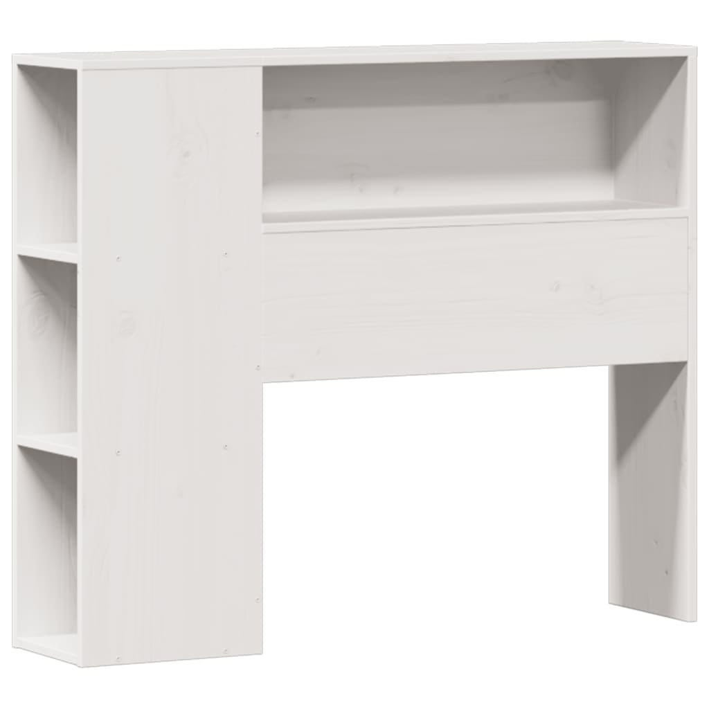 Fehér tömör fenyőfa könyvespolcos ágy matrac nélkül 90 x 190 cm