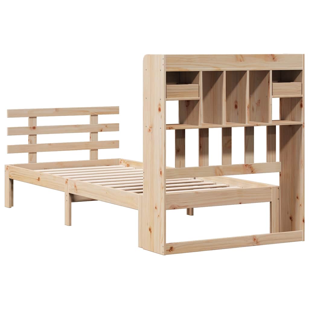 Tömör fenyőfa könyvespolcos ágy matrac nélkül 75 x 190 cm