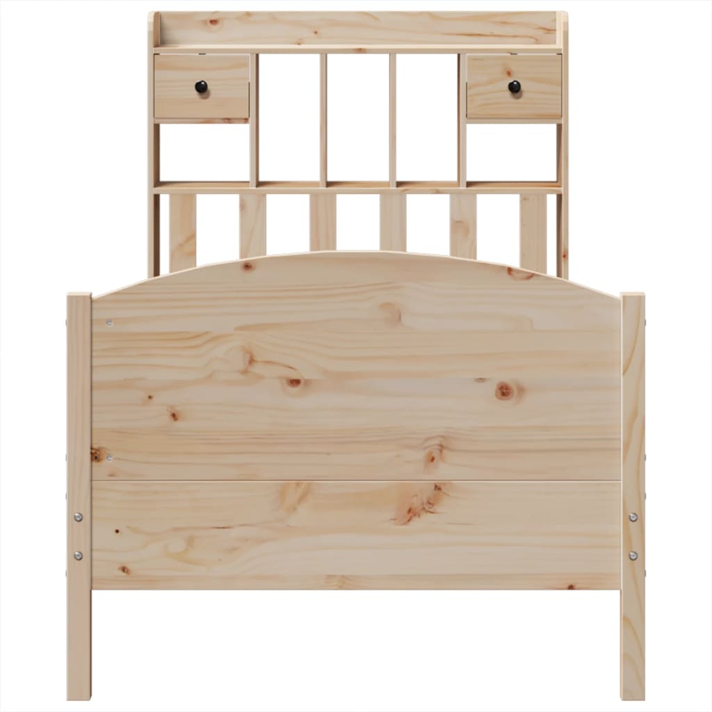 Tömör fenyőfa könyvespolcos ágy matrac nélkül 100 x 200 cm