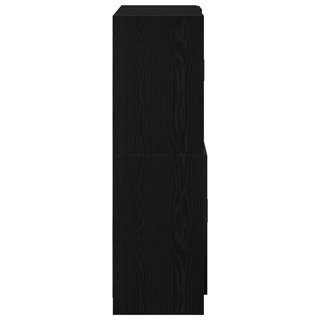 2 részes fekete szerelt fa konyhai szekrénygarnitúrák