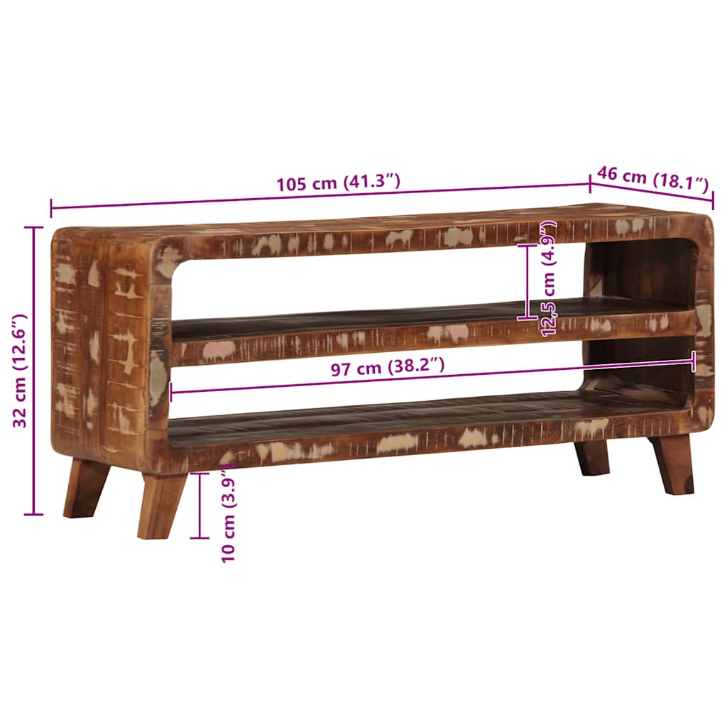 Tömör újrahasznosított fa tv-szekrény 105x46x32 cm