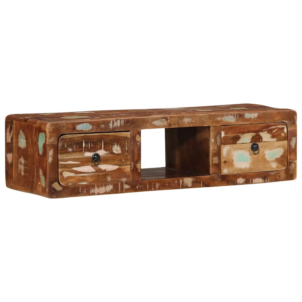 Tömör újrahasznosított falra szerelhető tv-szekrény 100x32x25cm