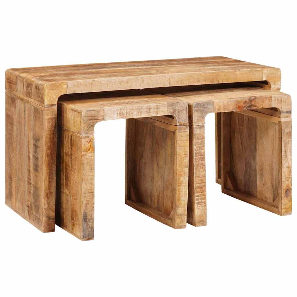 Fészekasztal 3 db barna 82 x 40 x 46 cm tömör mangófát