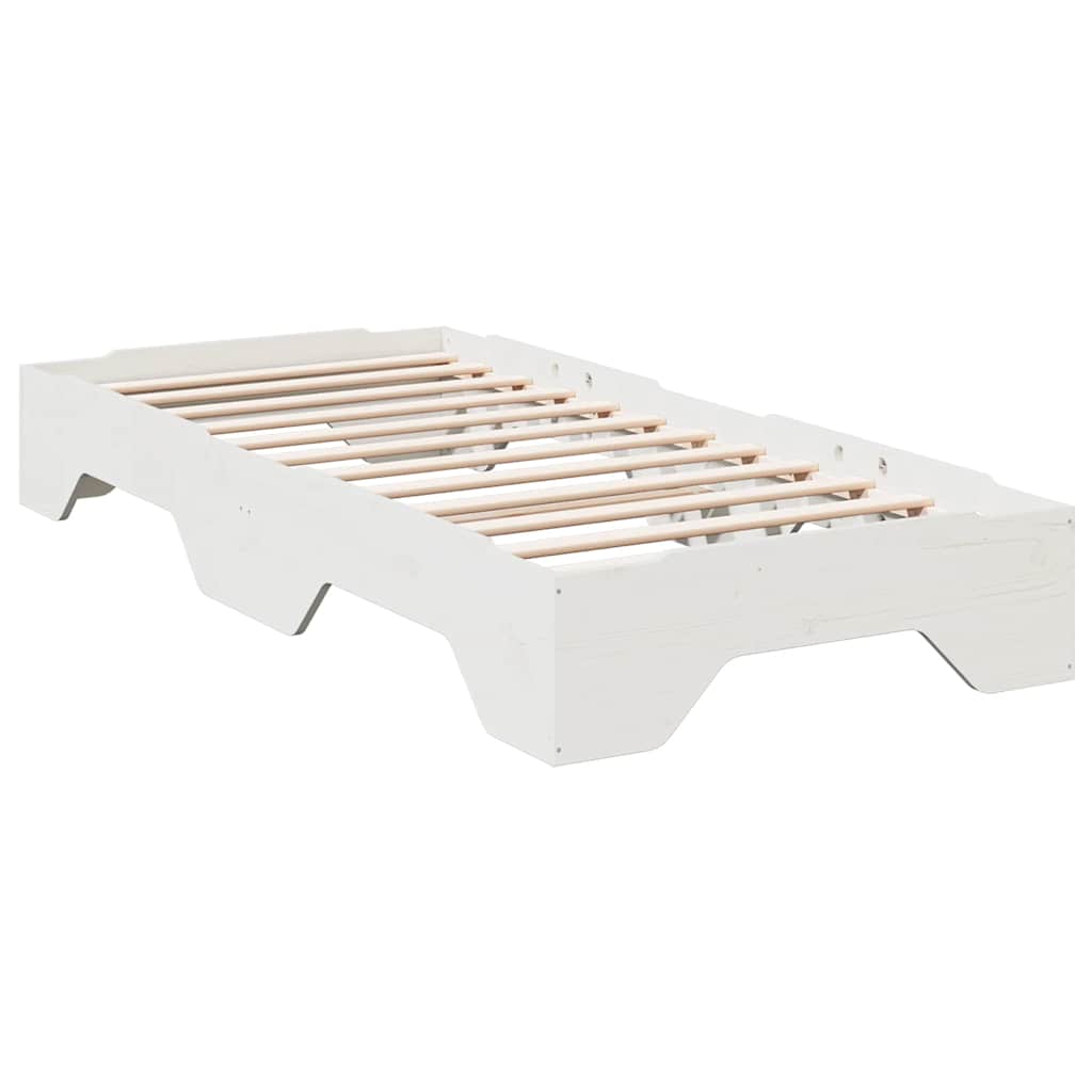 Ágy matrac nélkül rakásolható fehér 75x190 cm tömör fa
