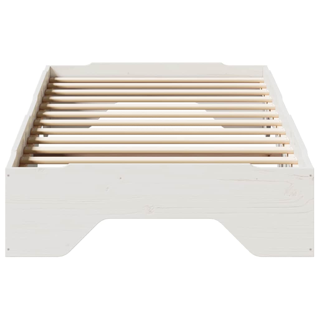 Ágy matrac nélkül rakásolható fehér 75x190 cm tömör fa