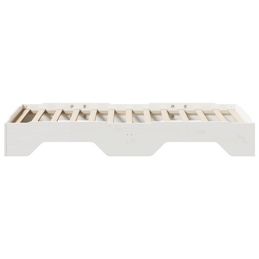 Ágy matrac nélkül rakásolható fehér 75x190 cm tömör fa