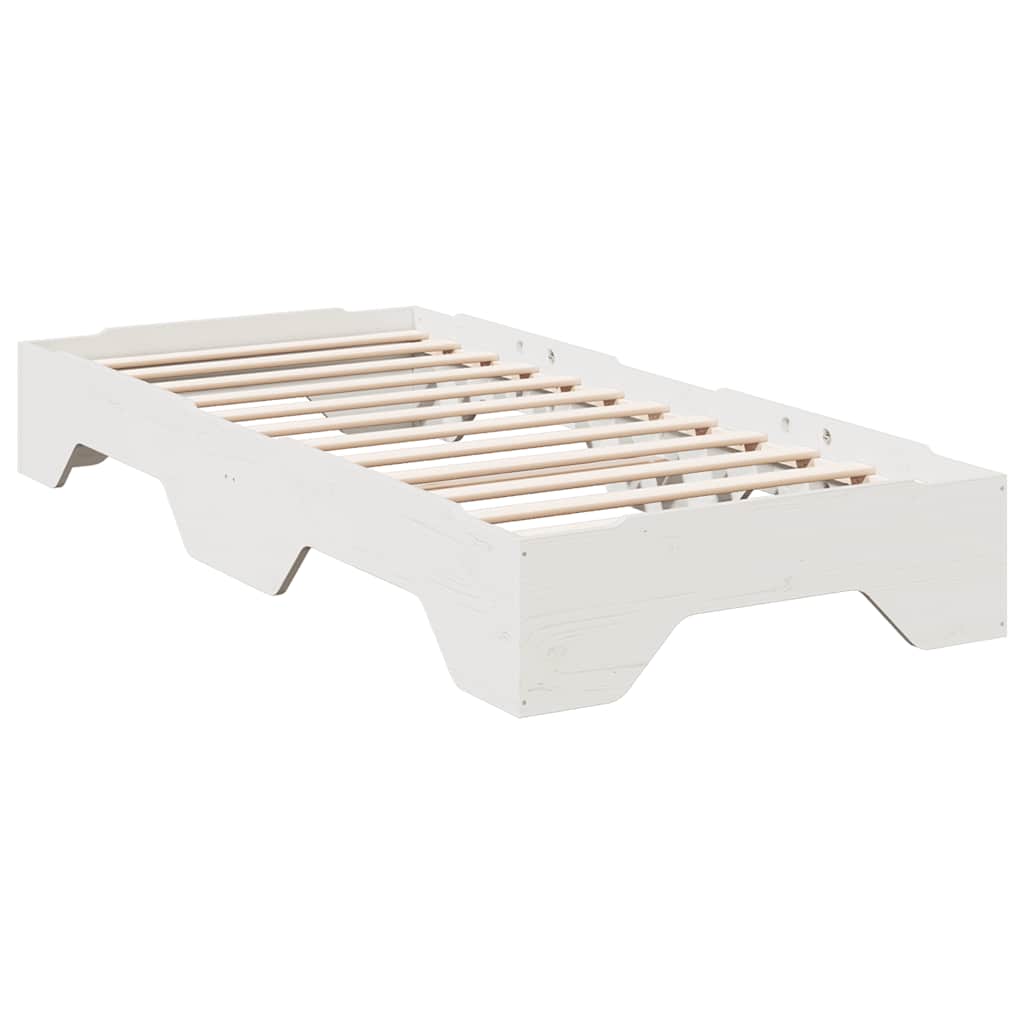 Ágy matrac nélkül rakásolható fehér 75x190 cm tömör fa