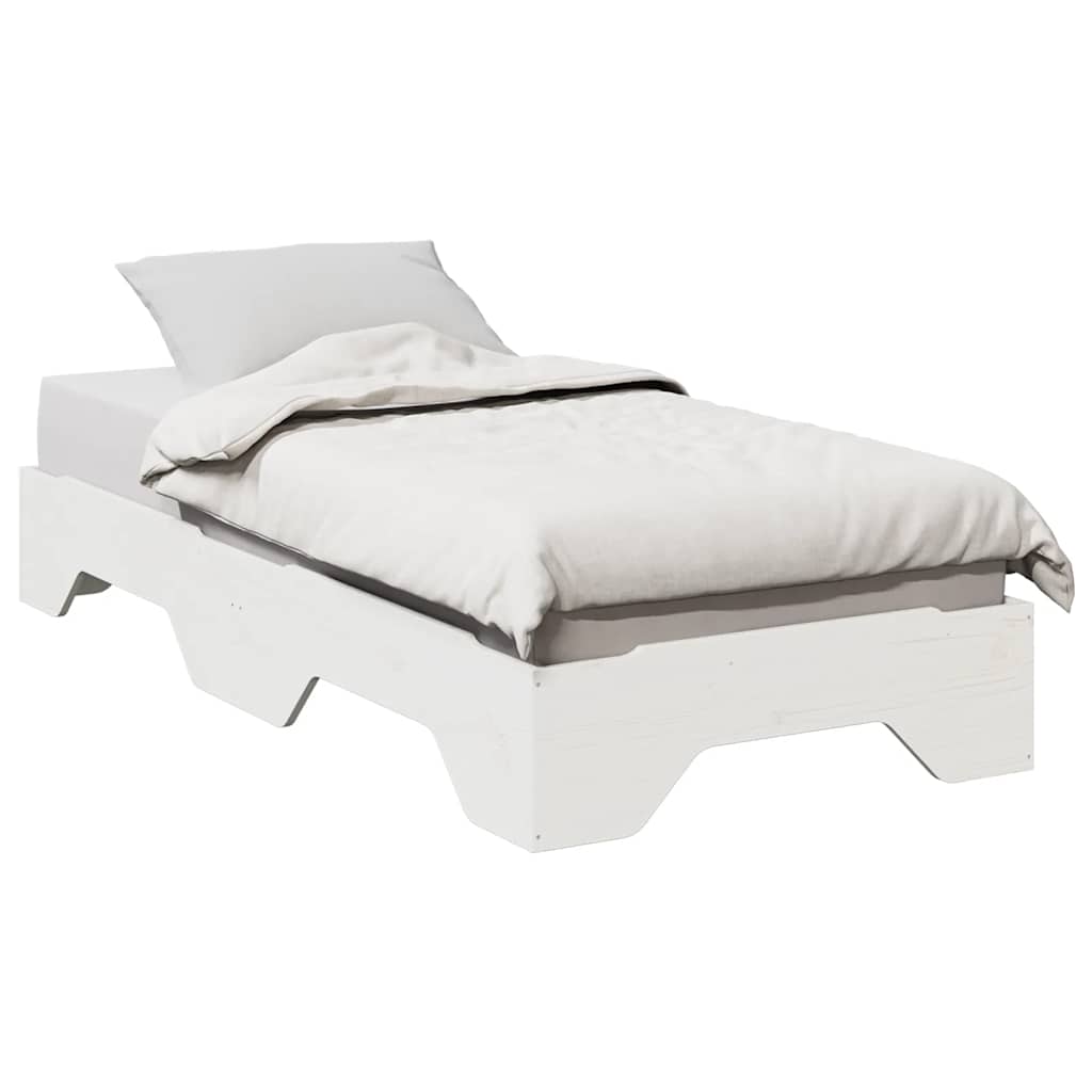 Ágy matrac nélkül rakásolható fehér 75x190 cm tömör fa