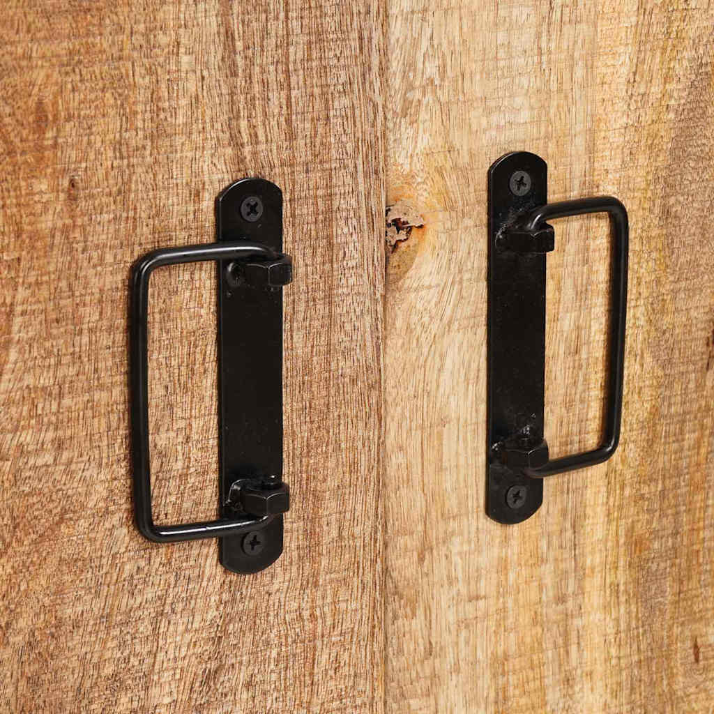 Magas szekrény ajtókkal barna tömör rusztikus mangófából és fém