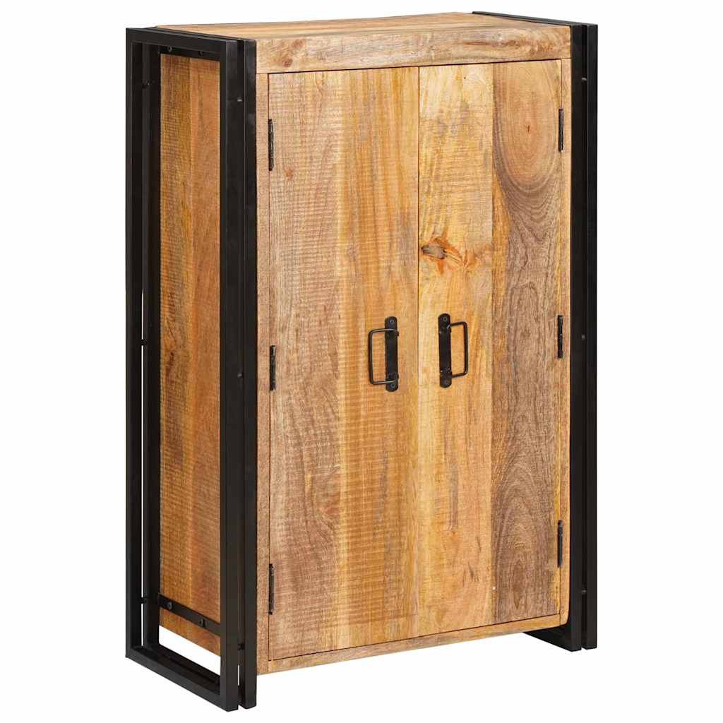 Magas szekrény ajtókkal barna tömör rusztikus mangófából és fém
