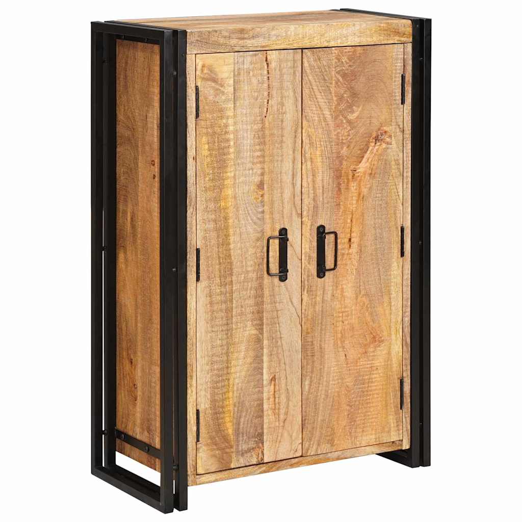 Magas szekrény ajtókkal barna tömör rusztikus mangófából és fém