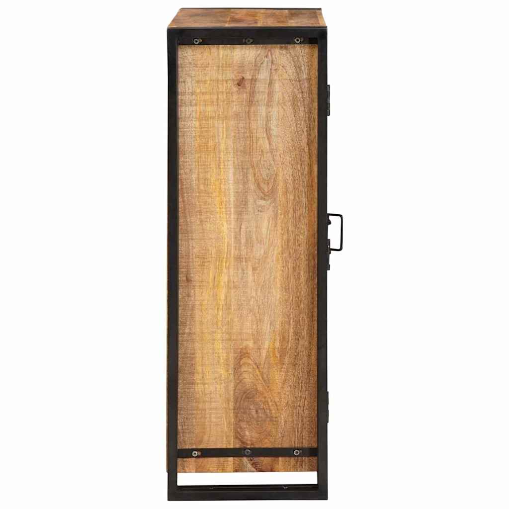 Magas szekrény ajtókkal barna tömör rusztikus mangófából és fém