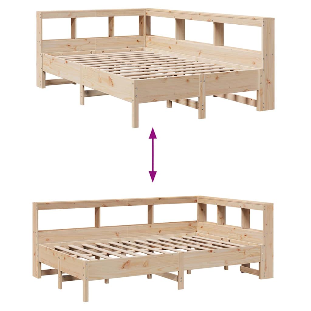Tömör fenyőfa könyvespolcos ágy matrac nélkül 160 x 200 cm