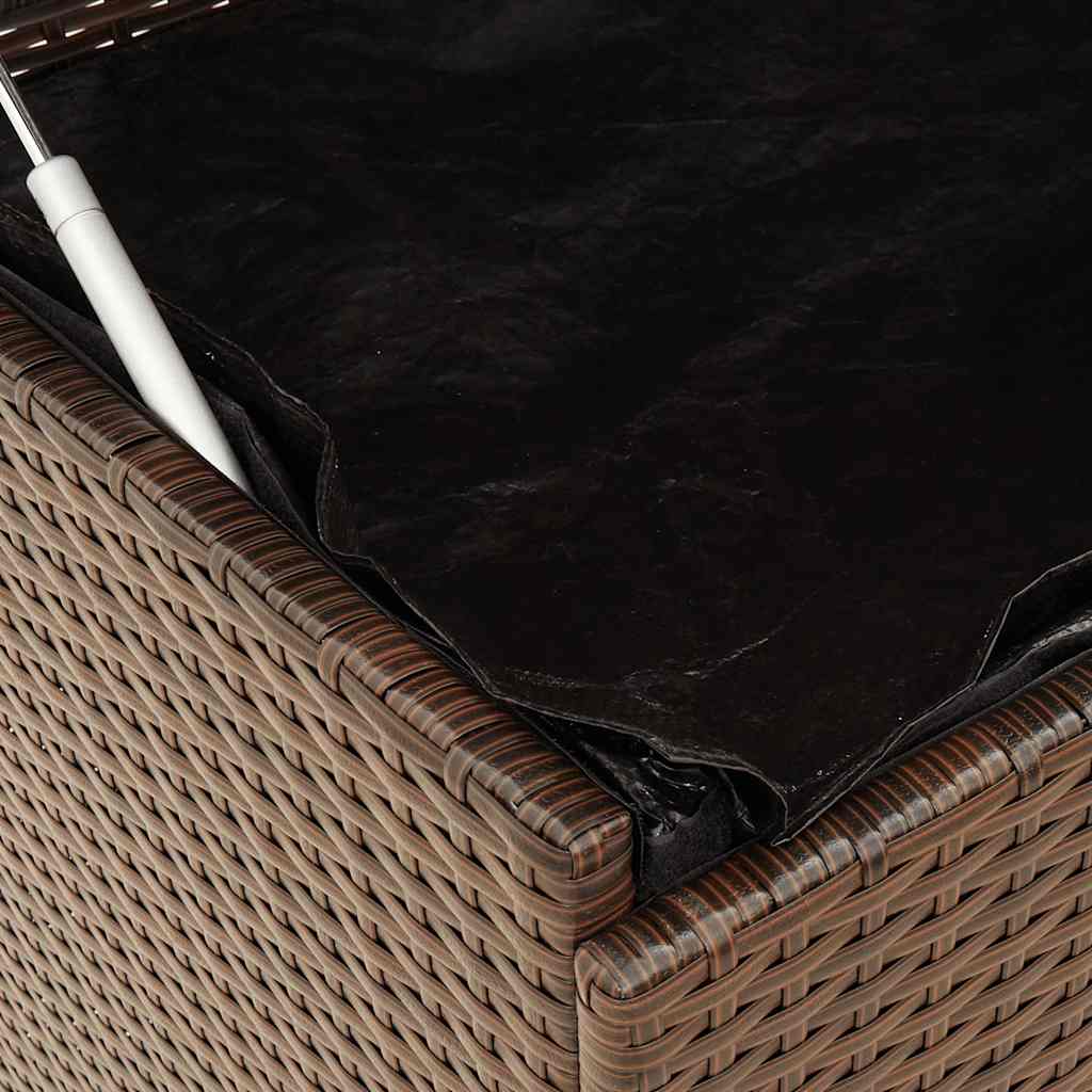 Barna polyrattan kerti tárolóláda kerekekkel 110x55x73 cm