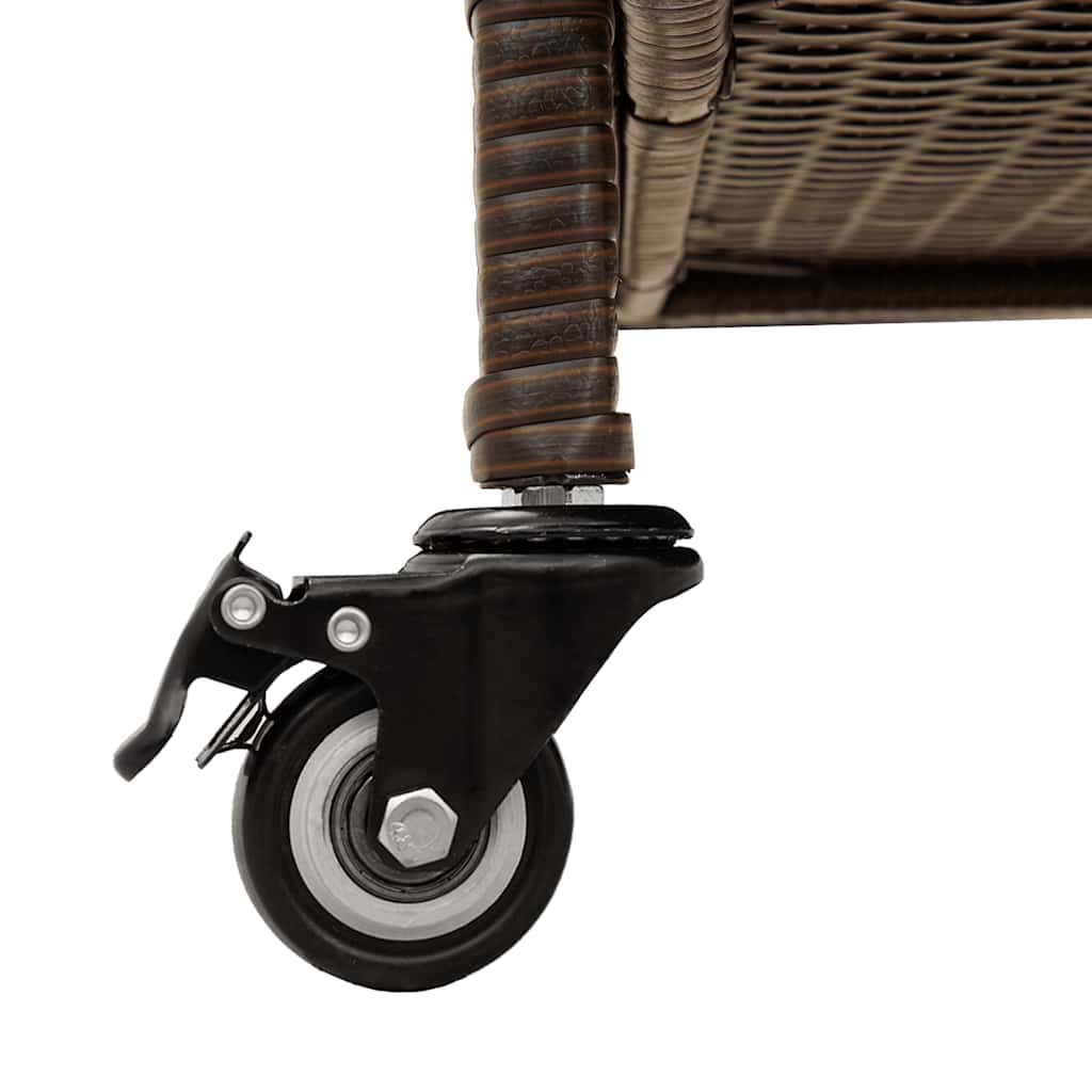 Barna polyrattan kerti tárolóláda kerekekkel 110x55x73 cm