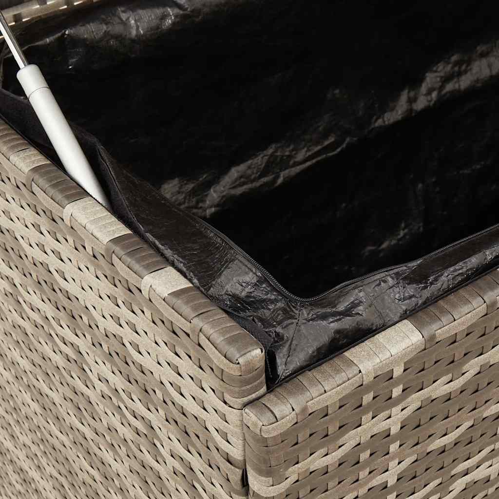 Szürke polyrattan kerti tárolóláda kerekekkel 110x55x73 cm