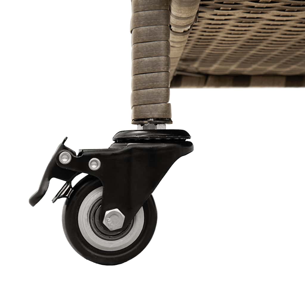 Szürke polyrattan kerti tárolóláda kerekekkel 110x55x73 cm
