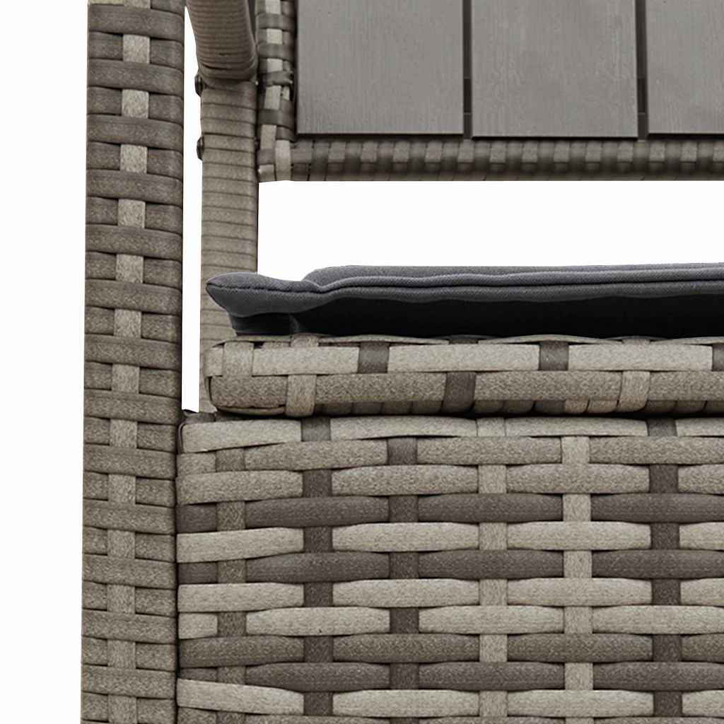Szürke polyrattan kerti tárolópad párnával