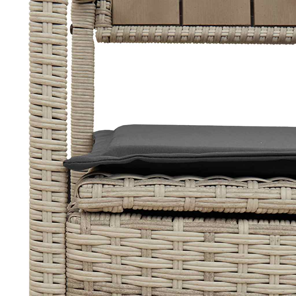 Világosszürke polyrattan kerti tárolópad párnával