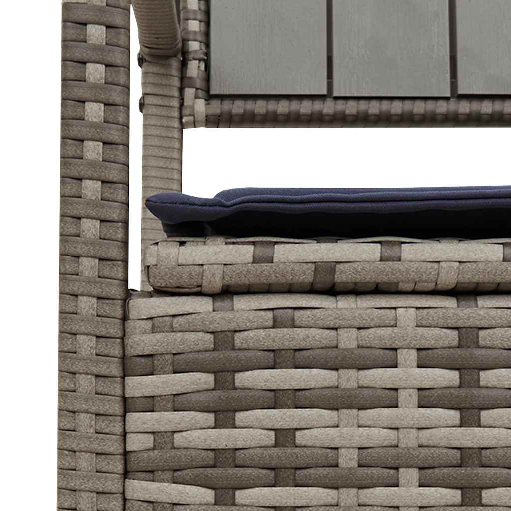 Szürke polyrattan kerti tárolópad párnával