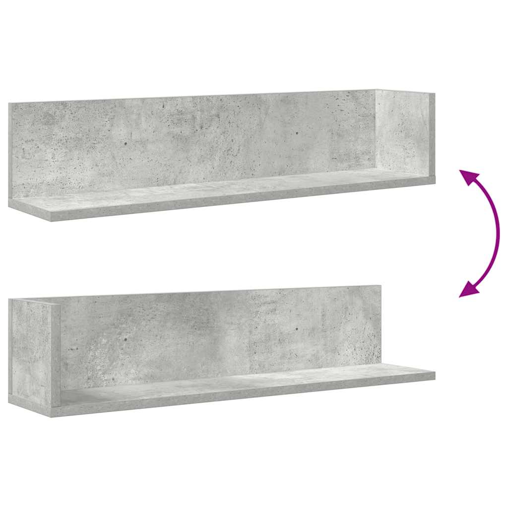 2 db betonszürke szerelt fa fali polc 75 x 16,5 x 16,5 cm 2 db betonszürke szerelt fa fali polc 75 x 16,5 x 16,5 cm