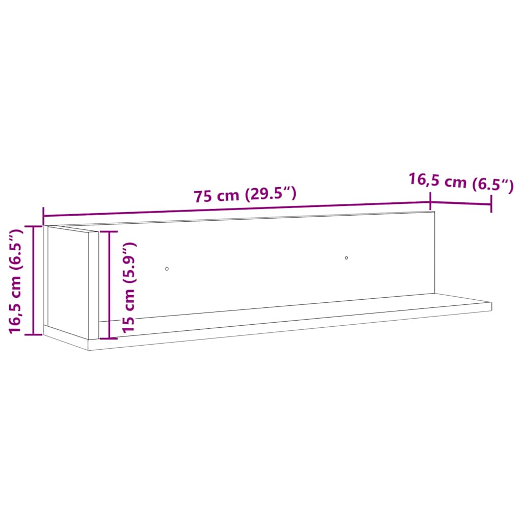 2 db betonszürke szerelt fa fali polc 75 x 16,5 x 16,5 cm 2 db betonszürke szerelt fa fali polc 75 x 16,5 x 16,5 cm