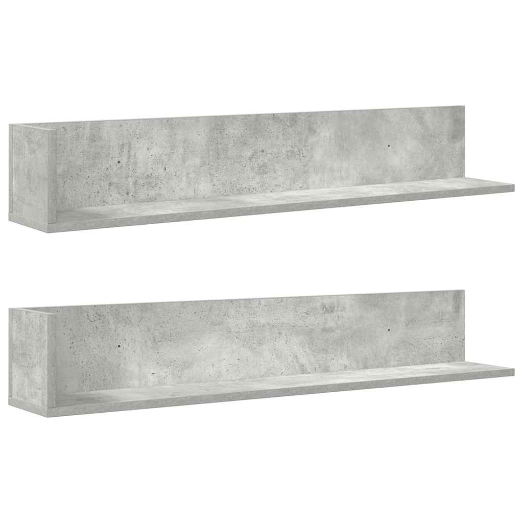 2 db betonszürke szerelt fa fali polc 100 x 16,5 x 16,5 cm 2 db betonszürke szerelt fa fali polc 100 x 16,5 x 16,5 cm