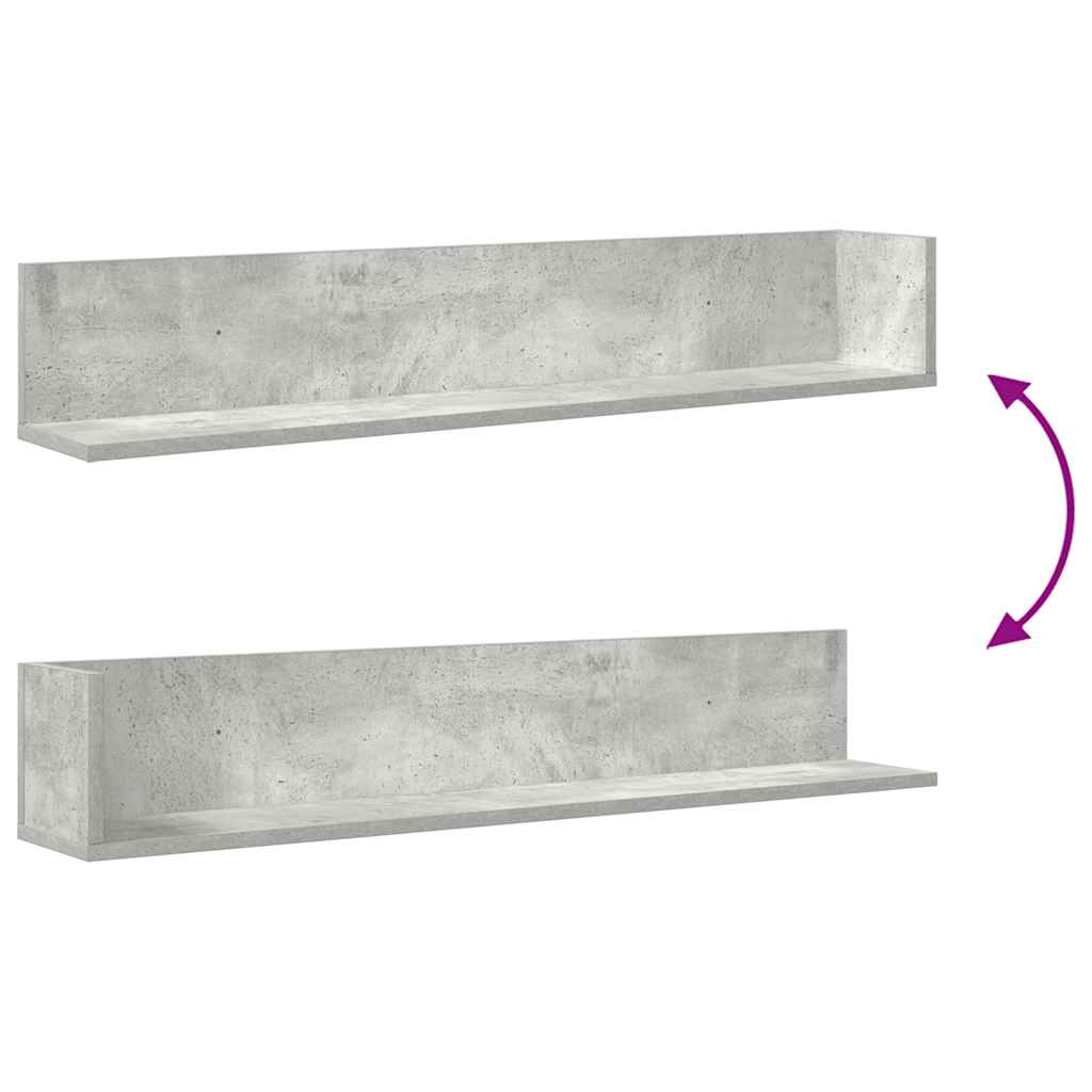 2 db betonszürke szerelt fa fali polc 100 x 16,5 x 16,5 cm 2 db betonszürke szerelt fa fali polc 100 x 16,5 x 16,5 cm