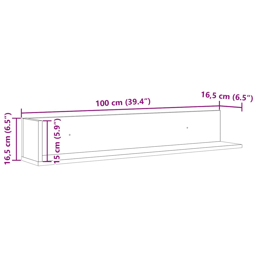 2 db betonszürke szerelt fa fali polc 100 x 16,5 x 16,5 cm 2 db betonszürke szerelt fa fali polc 100 x 16,5 x 16,5 cm