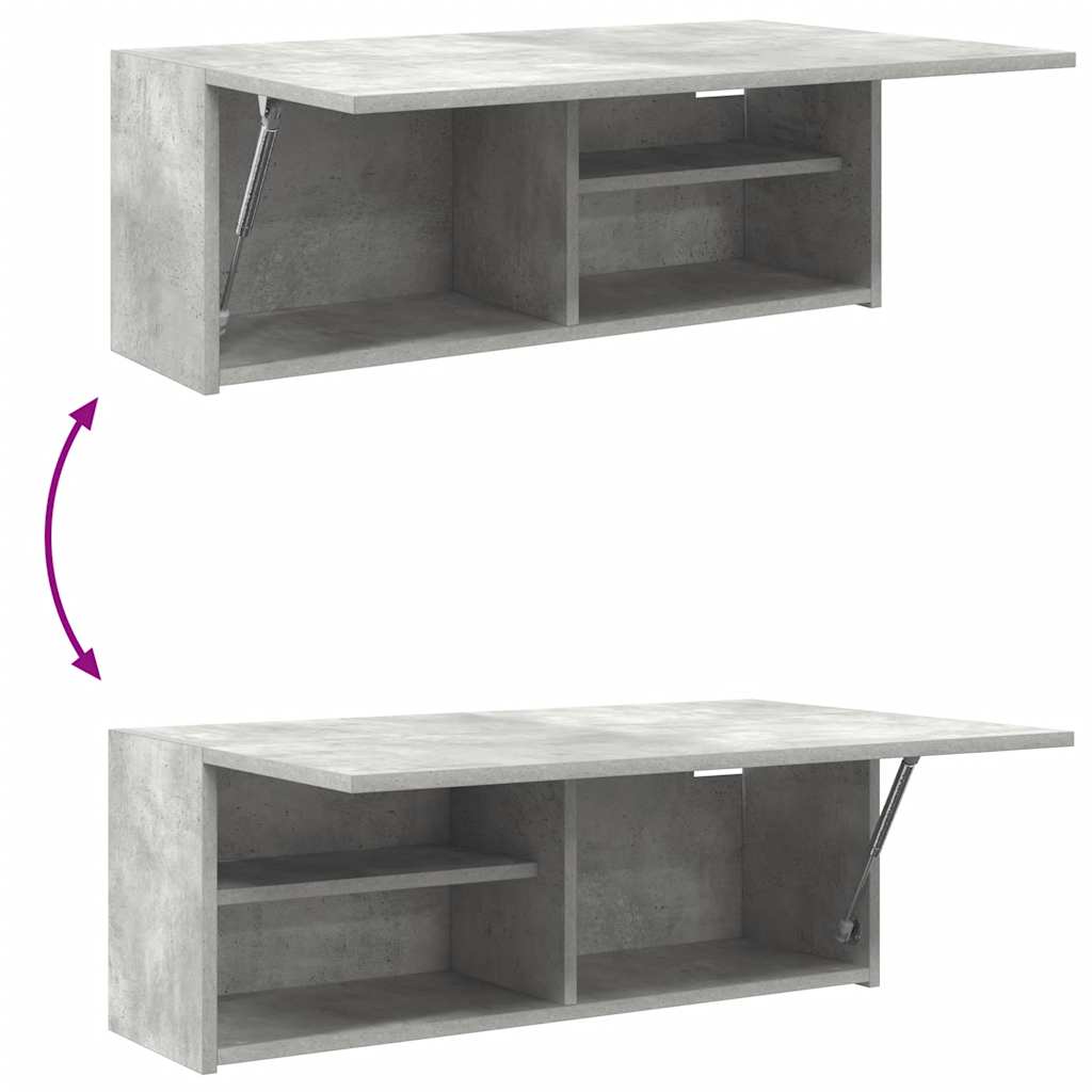 Betonszürke szerelt fa fali fürdőszobaszekrény 80 x 25 x 30 cm