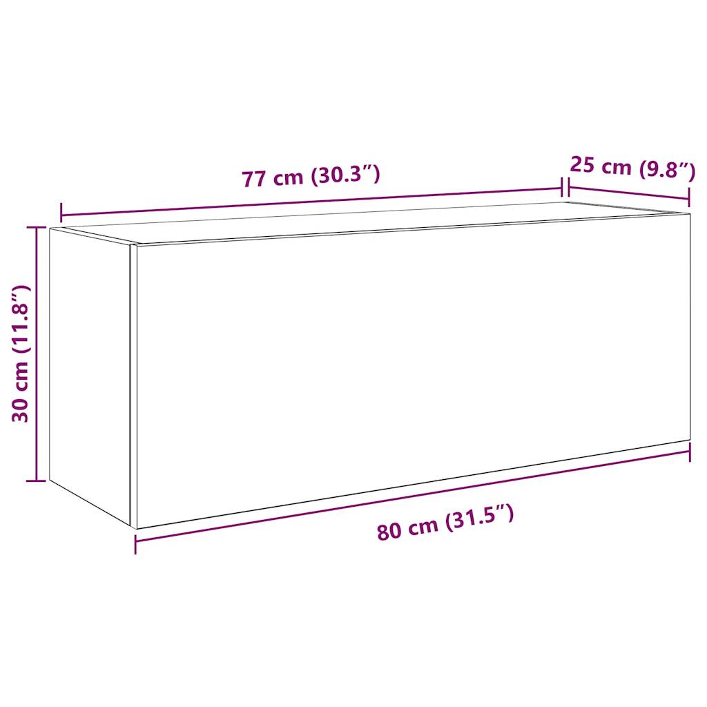 Betonszürke szerelt fa fali fürdőszobaszekrény 80 x 25 x 30 cm