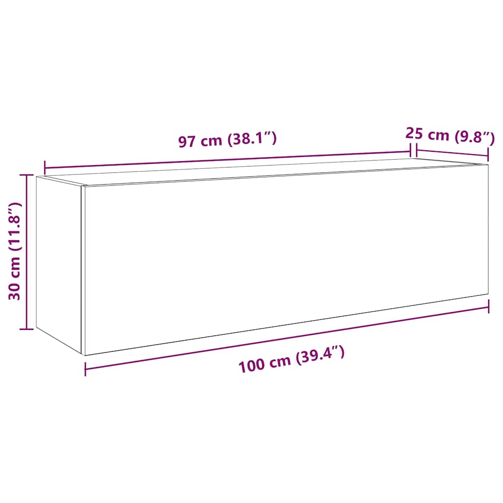 Fehér szerelt fa fali fürdőszobaszekrény 100x25x30 cm