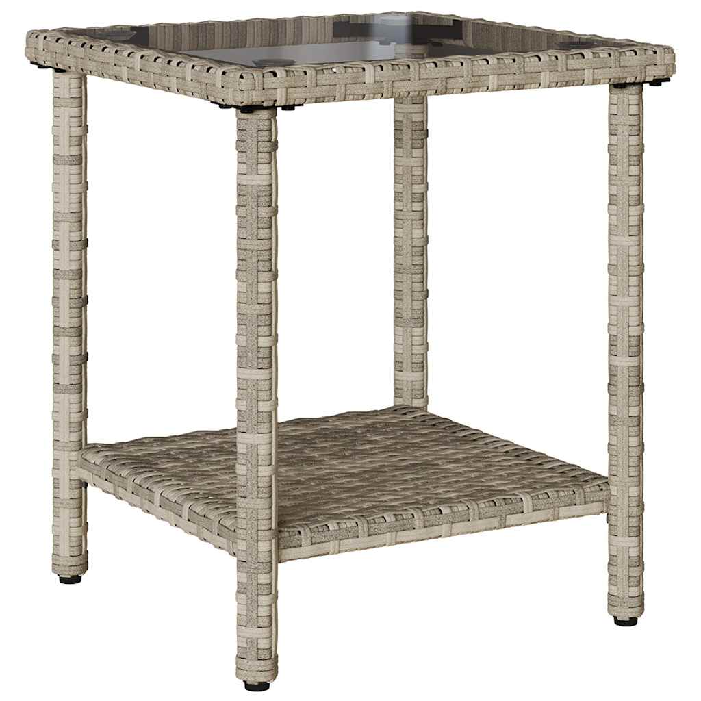 L-alakú szürke polyrattan kerti kanapé asztallal és párnákkal