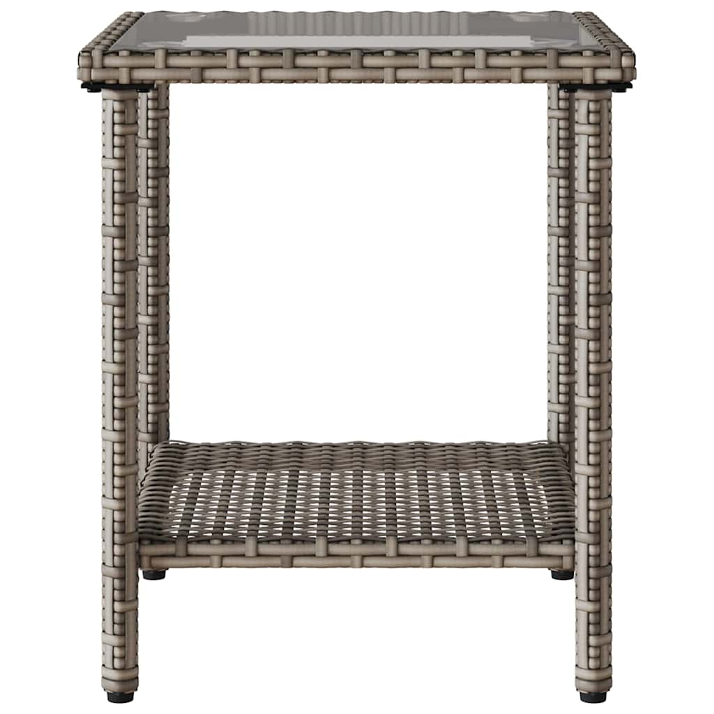 L-alakú szürke polyrattan kerti kanapé asztallal és párnával