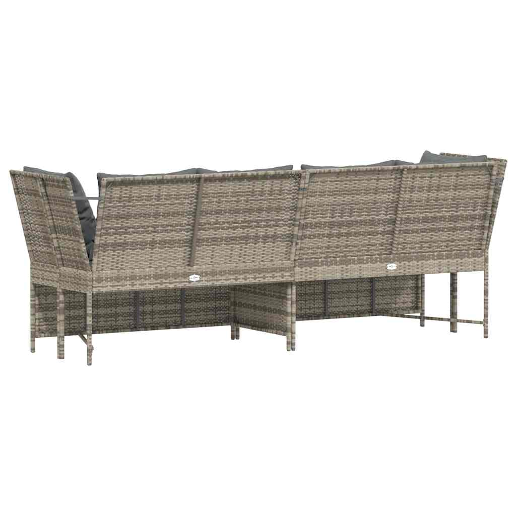 Világosszürke polyrattan kerti kanapé párnával