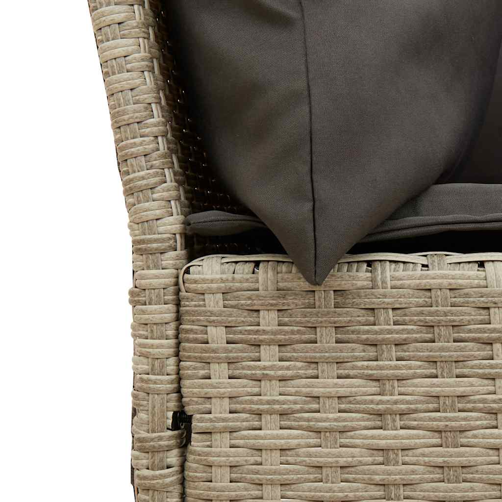 Világosszürke polyrattan kerti kanapé párnával