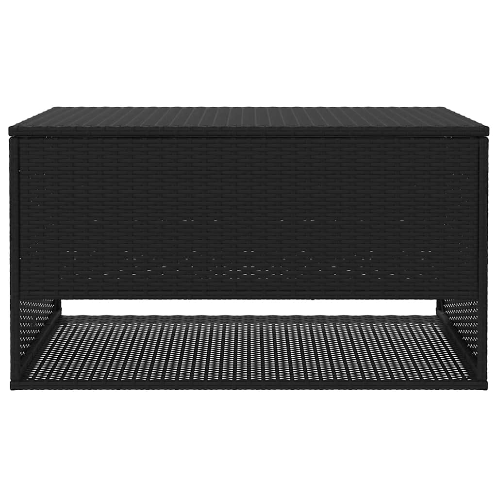 Fekete polyrattan kültéri párna doboz 100x55x55,5 cm