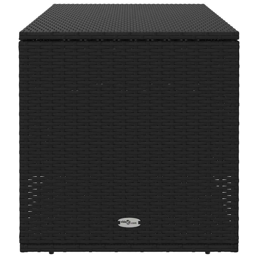 Fekete polyrattan kültéri párna doboz 100x55x55,5 cm