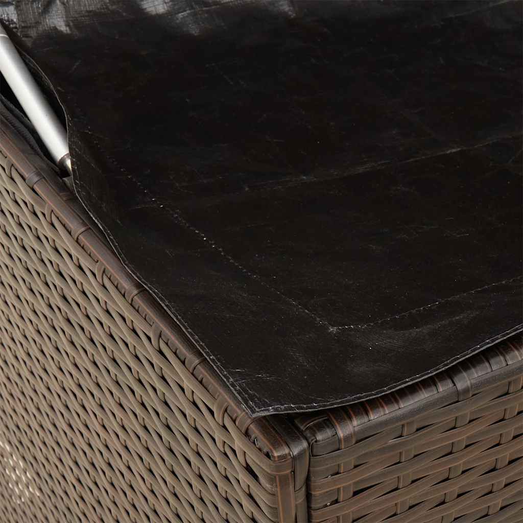 Barna polyrattan kültéri párna doboz 100x55x55,5 cm
