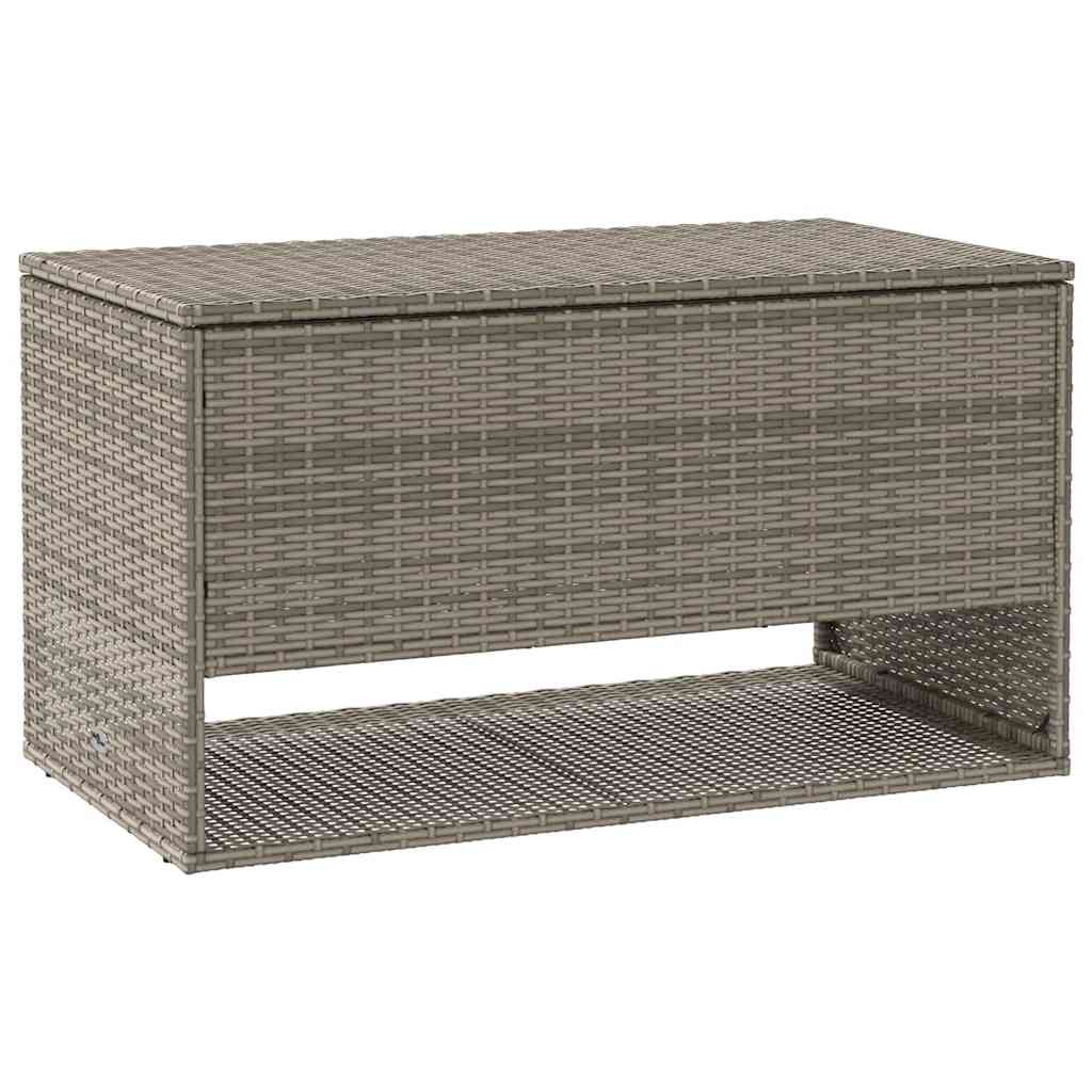 Szürke polyrattan kültéri párna doboz 100x55x55,5 cm