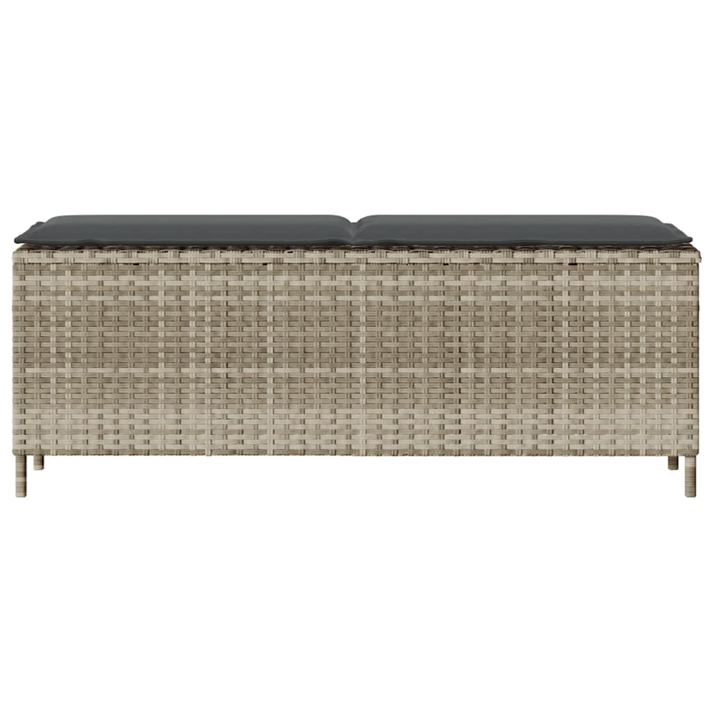 Világosszürke polyrattan kerti pad párnával 110x30x40,5 cm