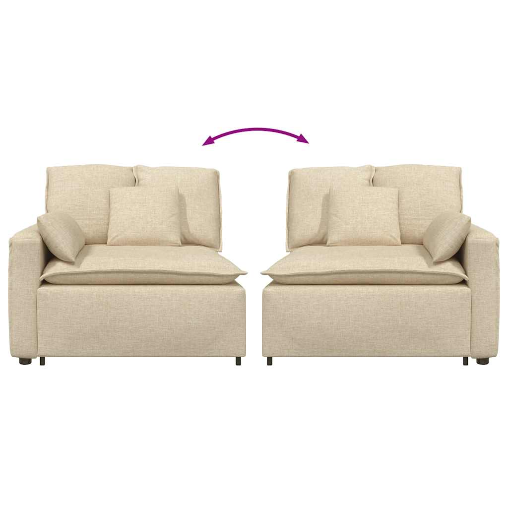 Krém moduláris kanapé karfás végmodul párnákkal 100 cm